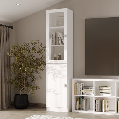 Tall Cabinet With Tempered Glass Door by Ebern Designs