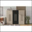 Armoire de rangement 6 portes en bois pour la chambre à coucher, avec 2 tiroirs à l'intérieur, noir + nature