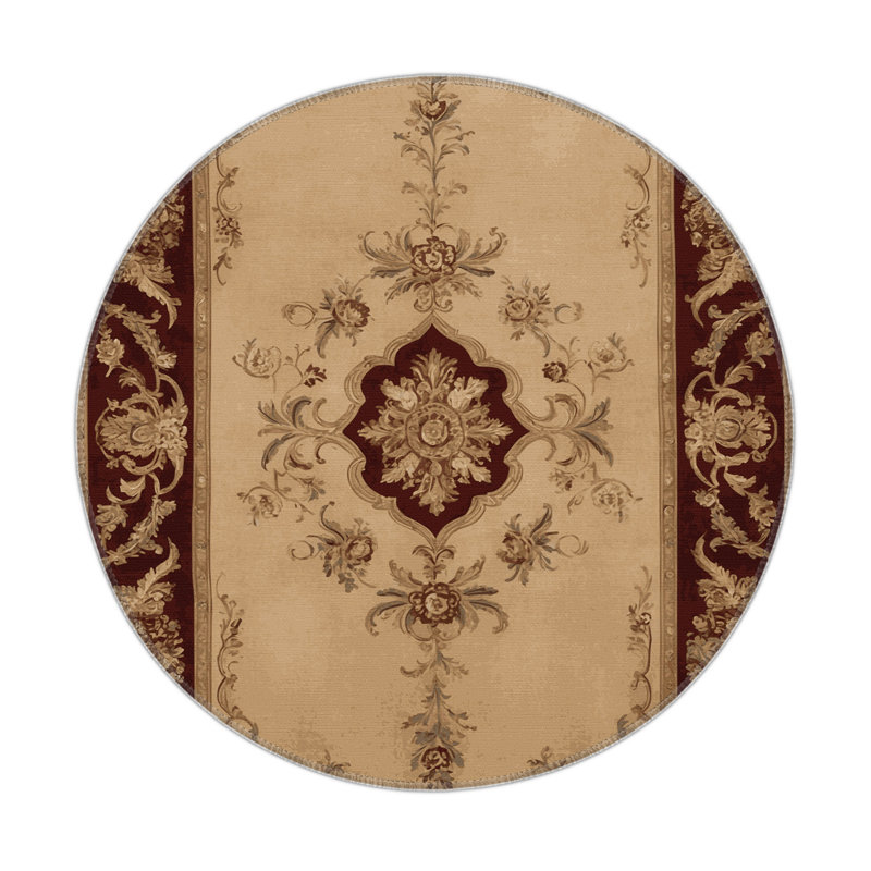 Tapis d'intérieur et d'extérieur brun français, Rond 5 pi