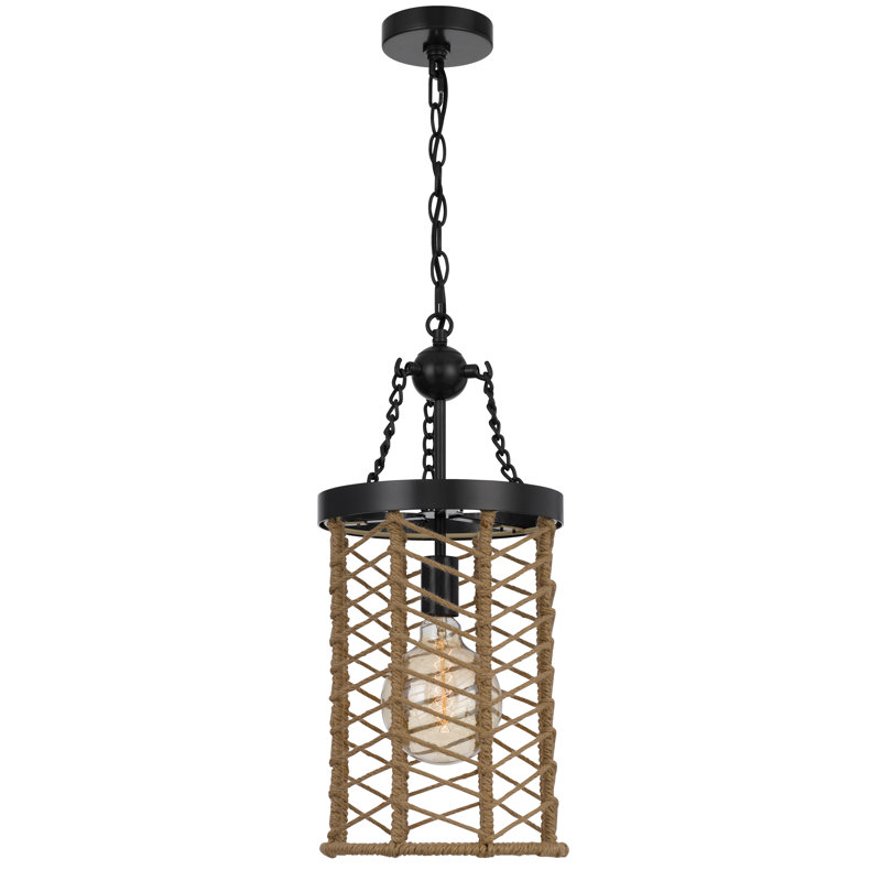 Luminaire suspendu en toile de jute 60W avec cage à cylindre et chaîne 72 pouces Lillington