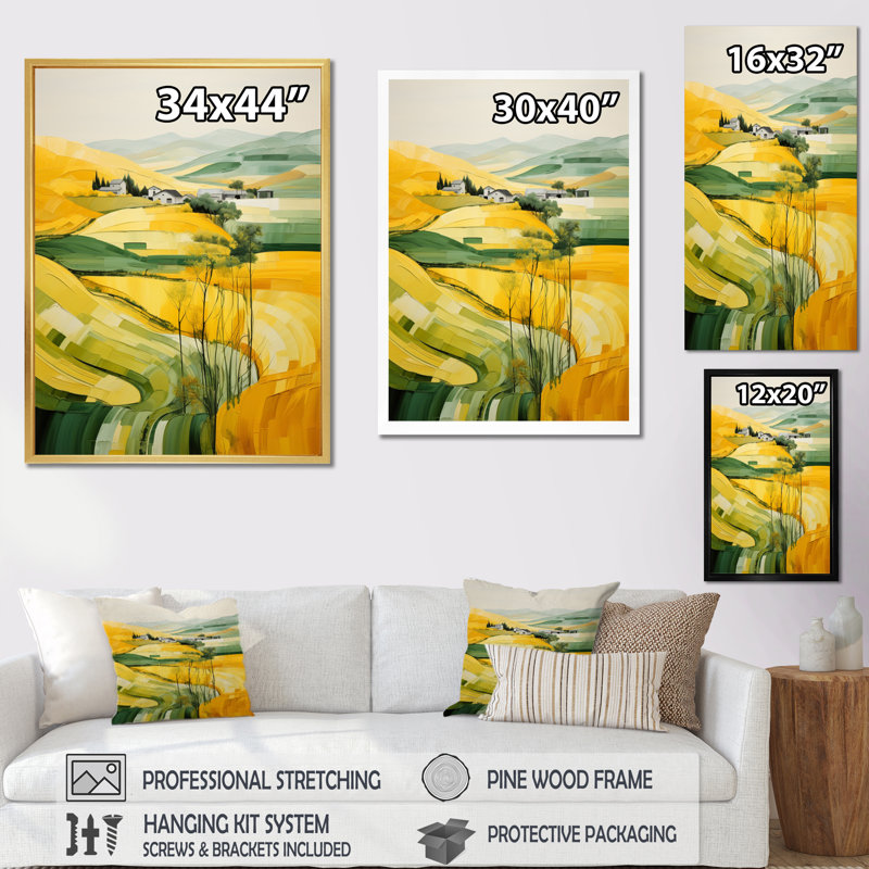 «Alsip Yellow and Green Pastoral Bold Landscape VI», reproduction sur toile, H 32 po x l 24 po x P 1 po