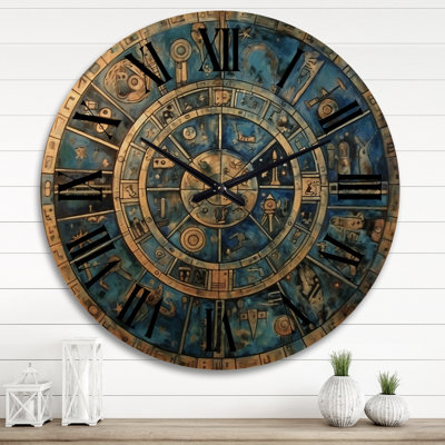 The Great Mystery Vintage Mandala Illustration - Modern Geometric Oversized Wood Wall Clock