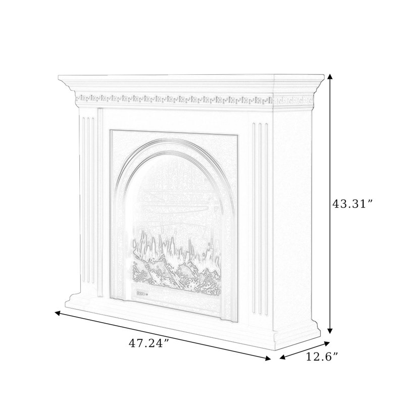 Foyer électrique en bois massif beige, H 43,31 po x l 47,24 po x P 12,6 po