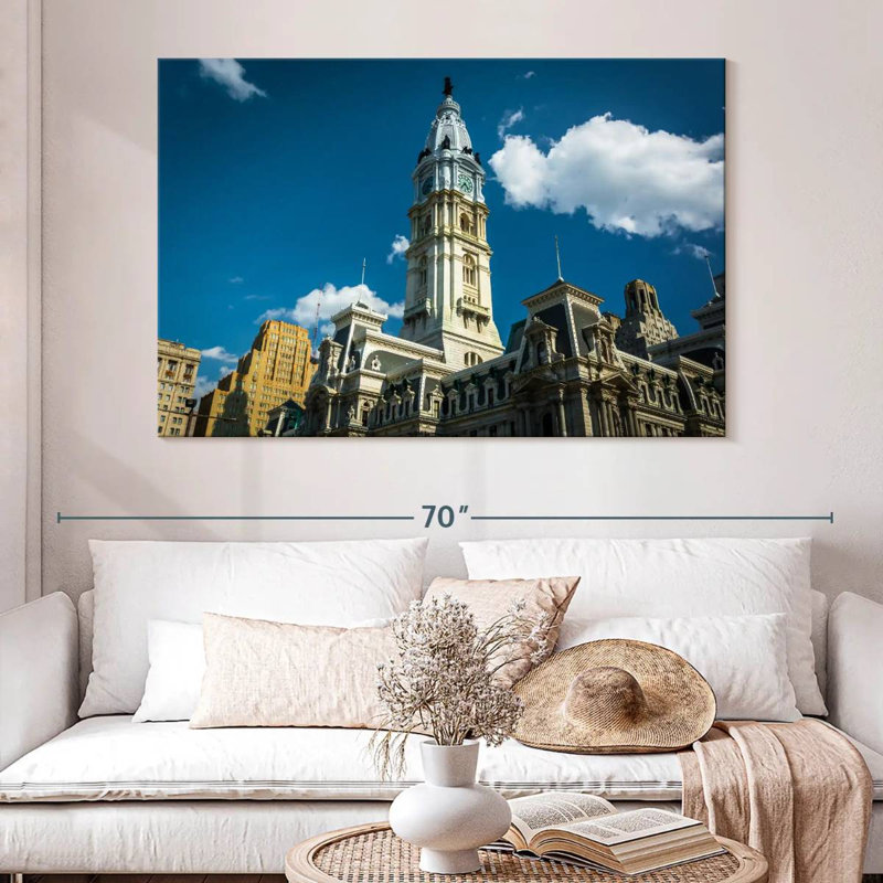 Hôtel de ville ensoleillé de Philadelphie, H 34 po x l 51 po