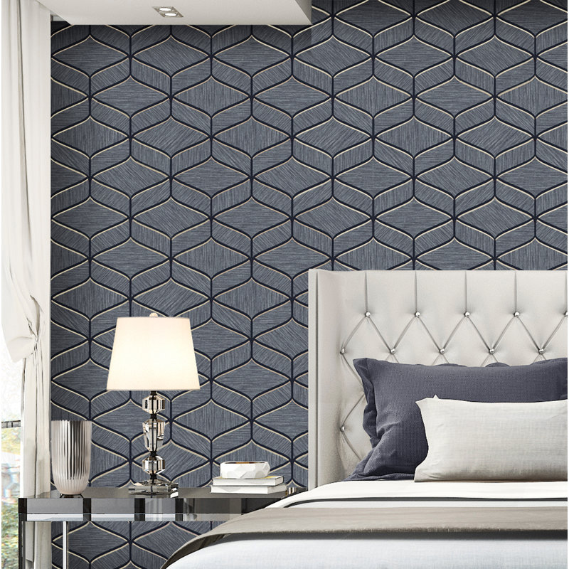 Bracy 10m x 53cm Textured Wallpaper Roll, Navy