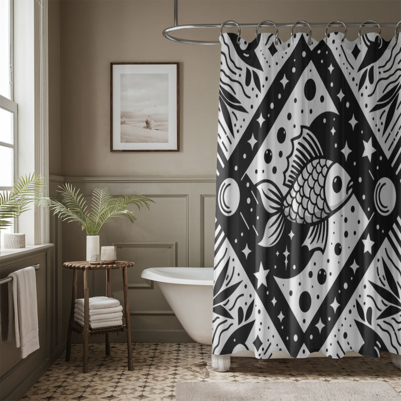 Eggie Checkered Style - 1 Piece Standard Shower Curtain, 74"H x 71"W
