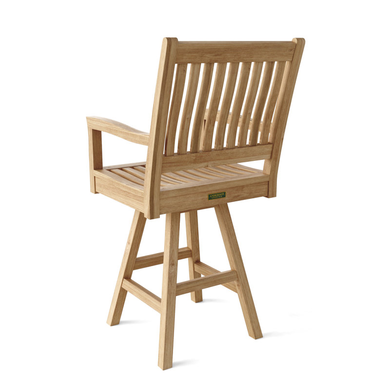 Rialto Outdoor Teak Swivel Bar Stool, (No Cushion)