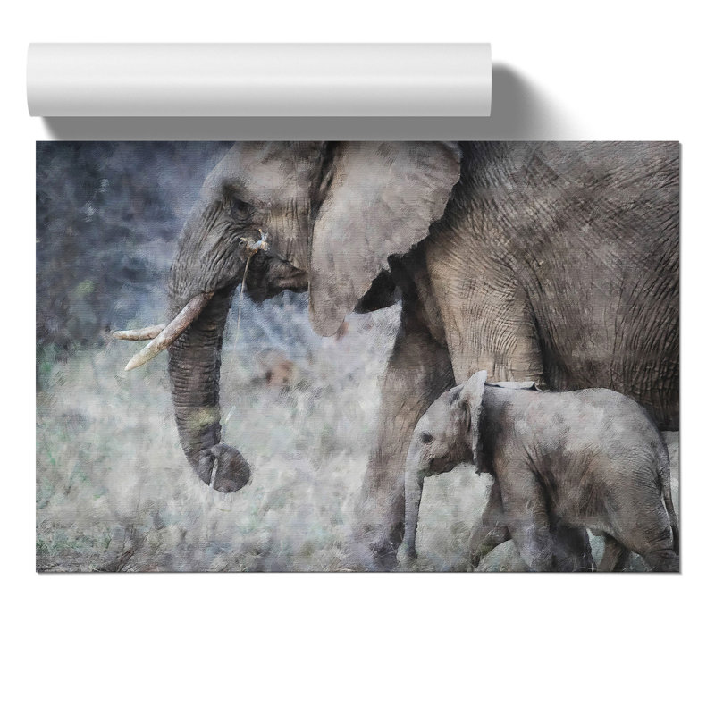 Mother And Baby Elephant Vol.1 - No Frame Print, 30cm H x 42cm W x 0.1cm D