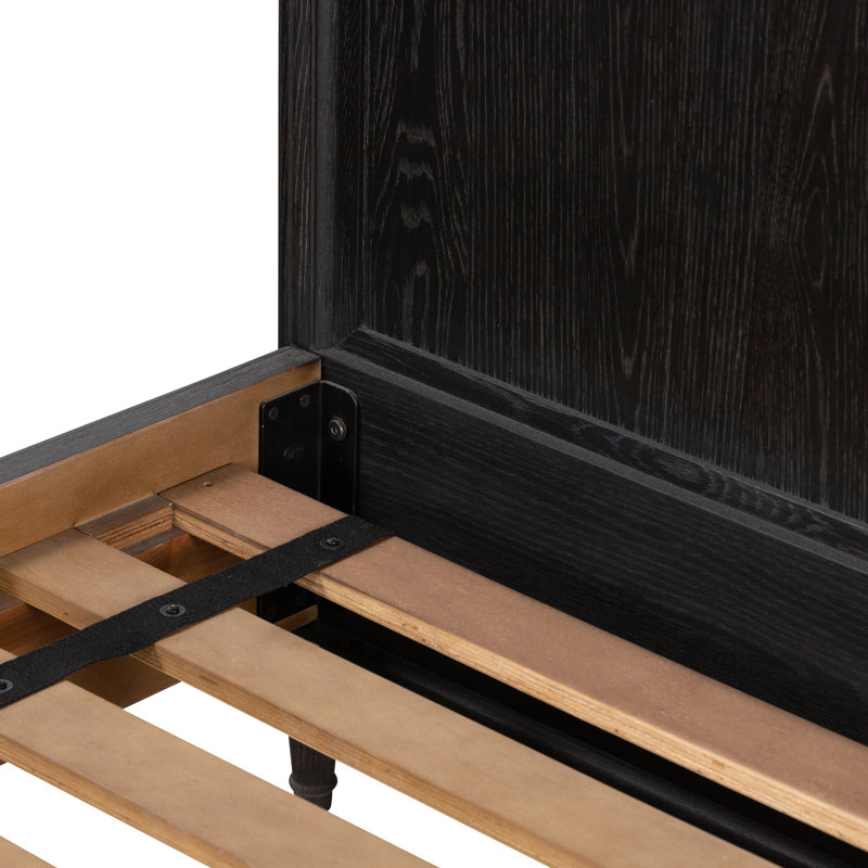 Toulouse Solid Wood Bed, Queen, Distressed Black