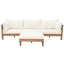 Canapé modulaire d'extérieur en bois d'acacia avec coussins épais