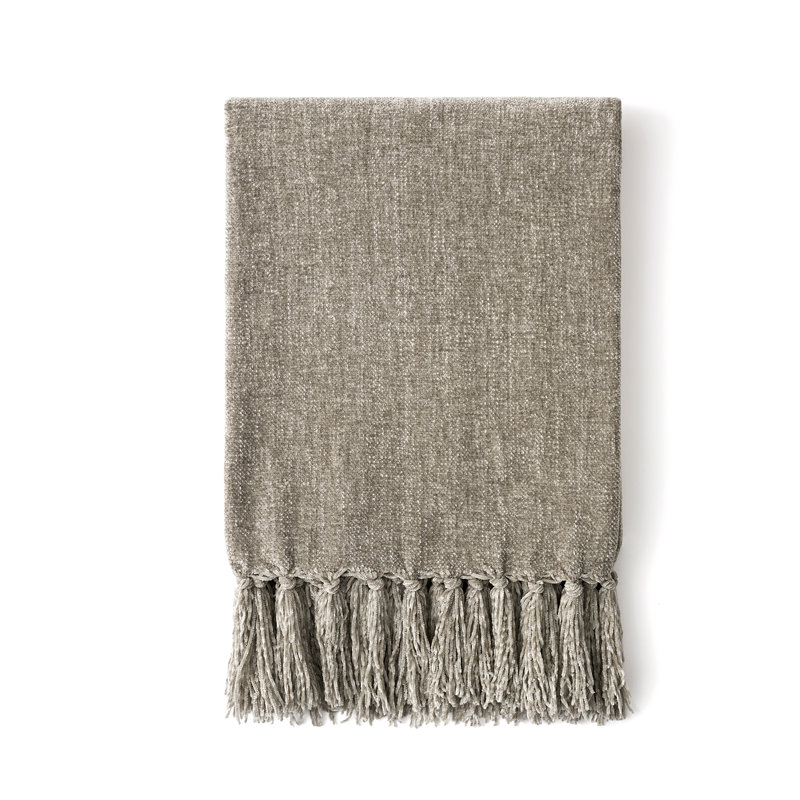 Soft Chenille Throw Blanket, 90" L x 90" W, Taupe