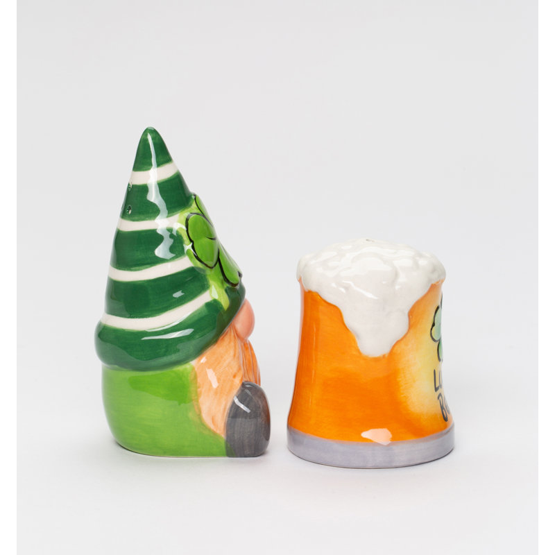 St. Patrick Gnome With Beer Mug Salt And Pepper