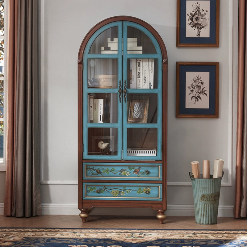 Vitrines en bois massif Bule, Blue