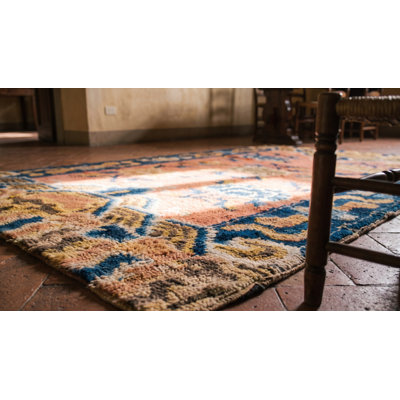 Tapis antique corail en laine Ningxia