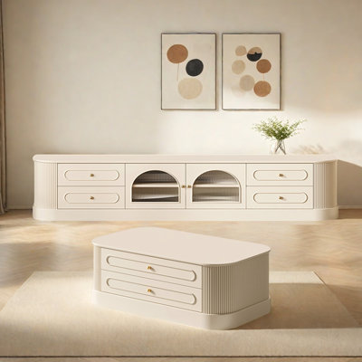 Premium Birch Wood TV Stand and Coffee Table Set