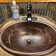 19" Oval Copper Drop-In Bathroom Sink with Barb Wire Design