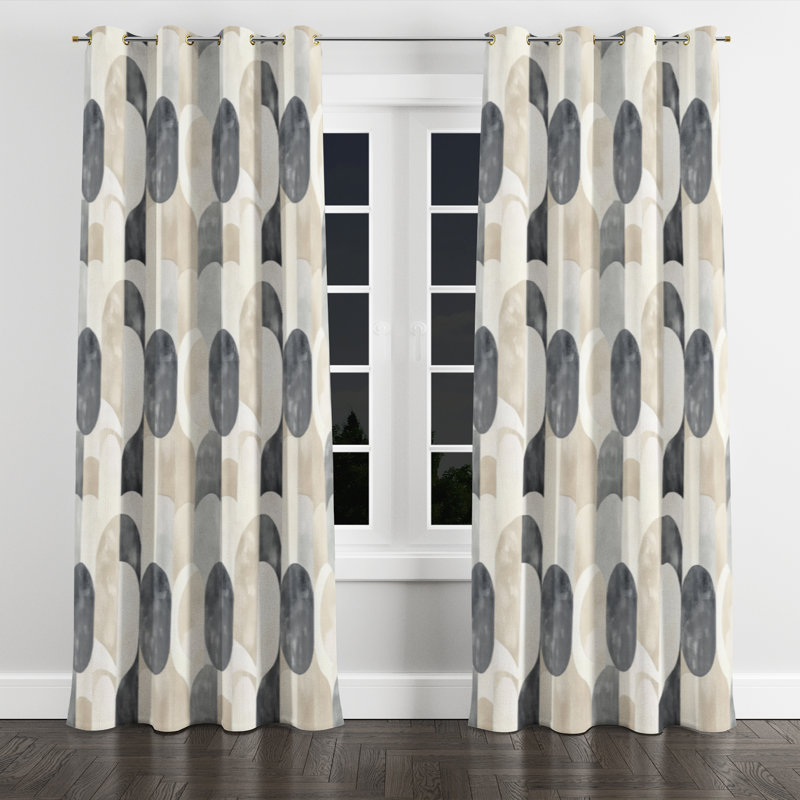 Panneaux de rideaux à formes géométriques - Rideau à œillets à motif neutre moderne - 1 panneau, L 52 po x L 108 po