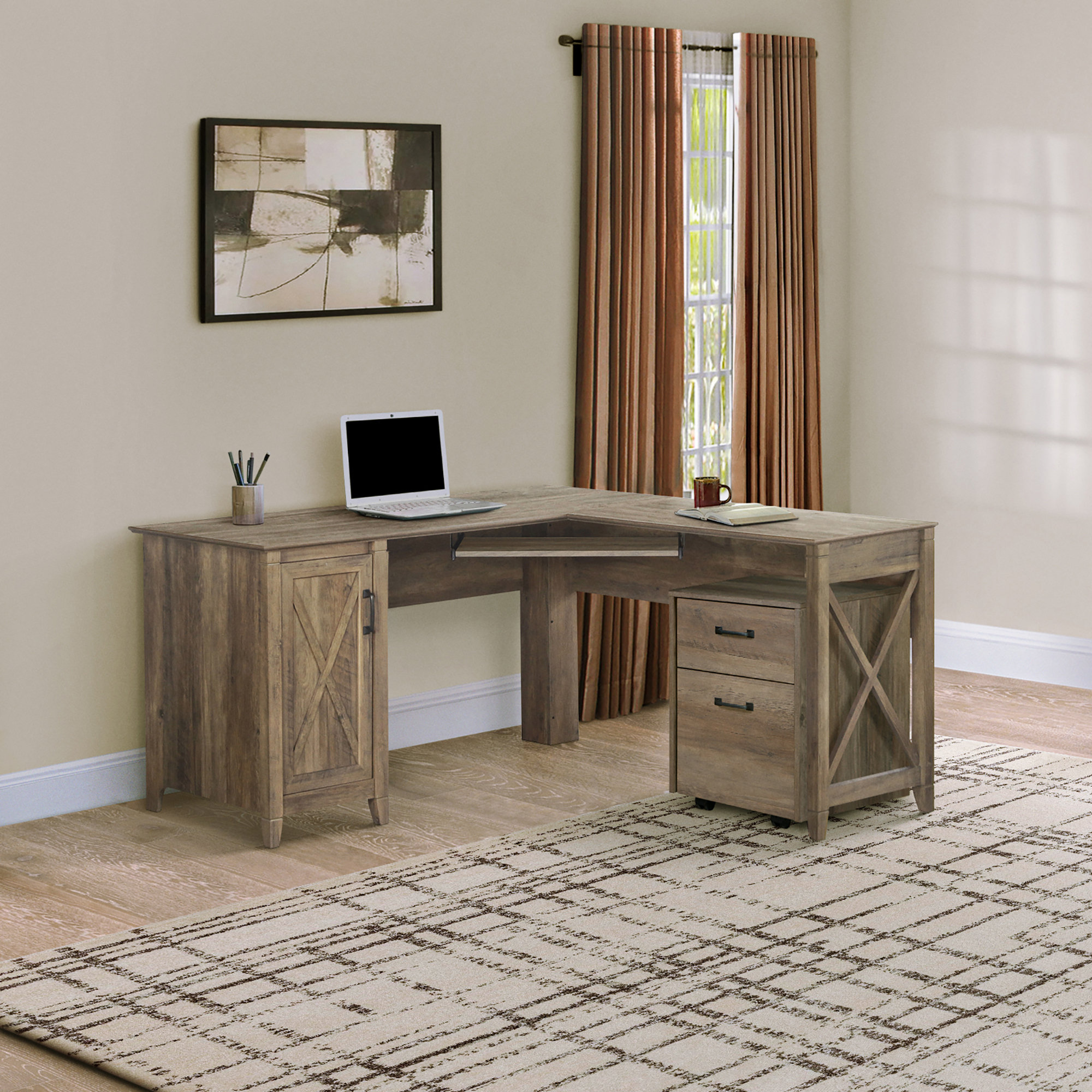 Saint Birch Cambridge 59 in. Brown Wood Pedestal Desk