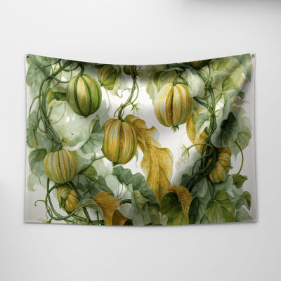 Tapisserie murale en luffa et légumes
