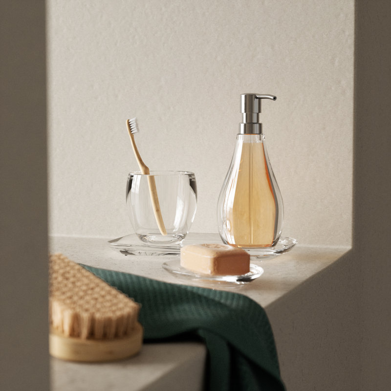 Clear Round Acrylic Soap Dish with Wave Design