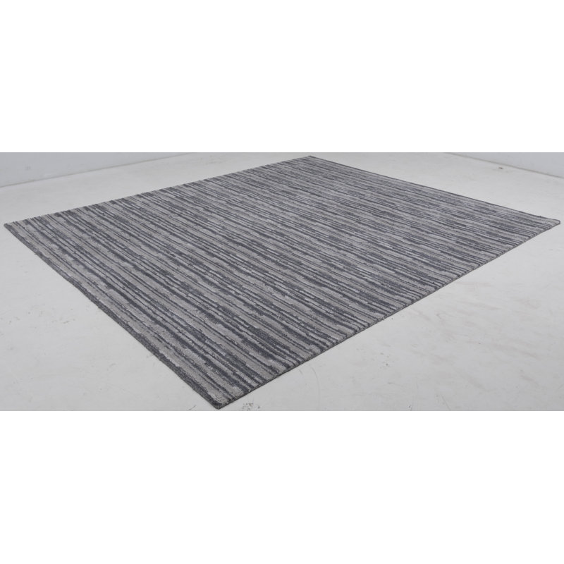 Handmade Cotton and Silk Striped Area Rug