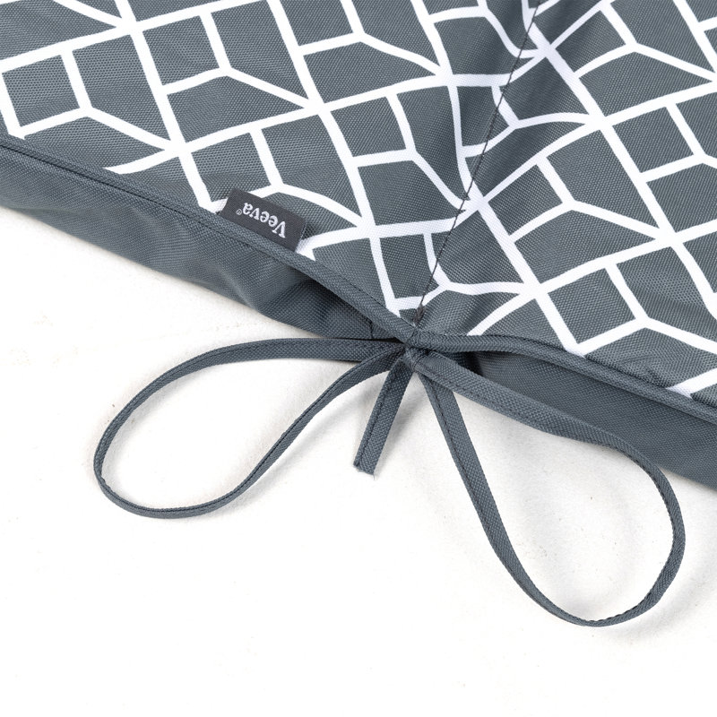 Geometric Print Outdoor High Back Seat Pad, Charcoal Grey