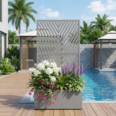 Metal Planter Box with Trellis without Wheels