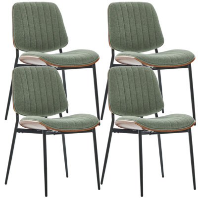 Jianny Linen Dining Chair With Walnut Bentwood Back