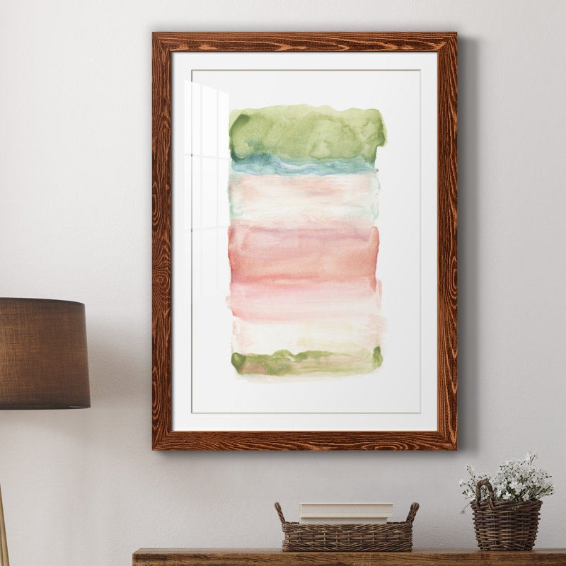 Skye III - Peinture encadrée sur papier, Papier avec cadre érable, H 44 po x l 31 po x P 1 po