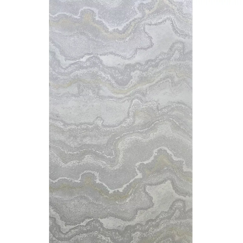 Papier peint texturé pierre de lave gris clair et argent