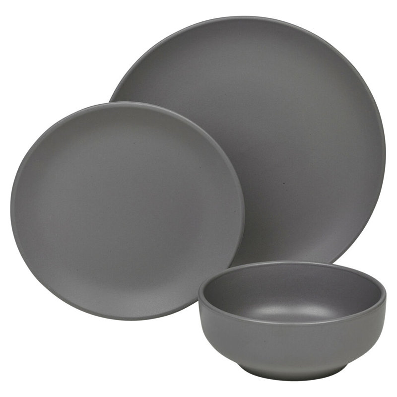 Piece Ceramic Dinnerware Set - Service for 8, Black