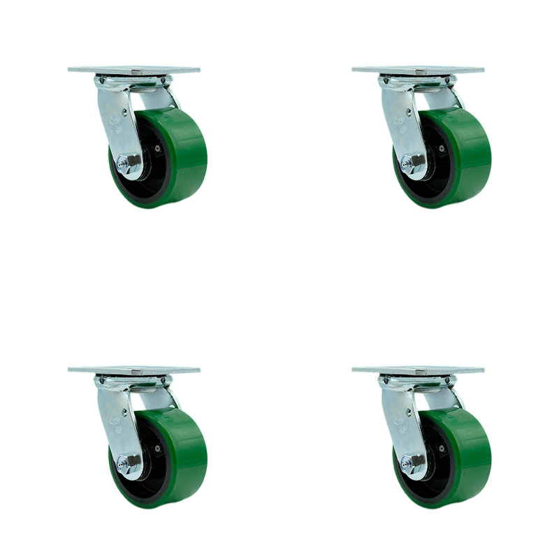 Polyurethane on Cast Iron Caster, Green