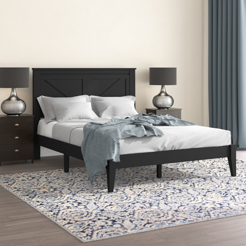 Lit plateforme en bois massif Marksbury - cerisier classique Marksbury, Noir, Double