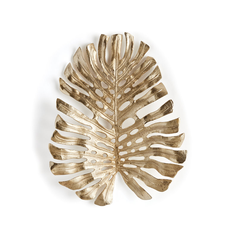 Plants & Flowers Wall Decor on Cast Aluminum, 23.5" H x 19" W x 4" D, Gold