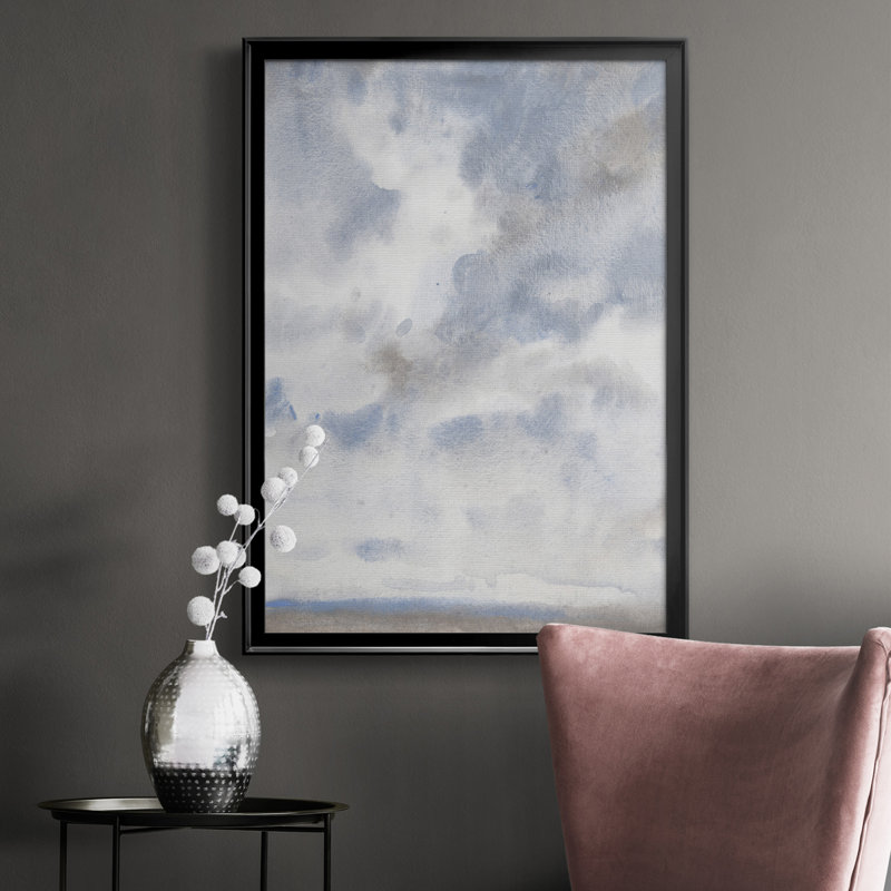 Toile encadrée de qualité supérieure bleu ciel III - prête à être accrochée, H 24,5 po x l 18,5 po x P 1 po, Cadre noir