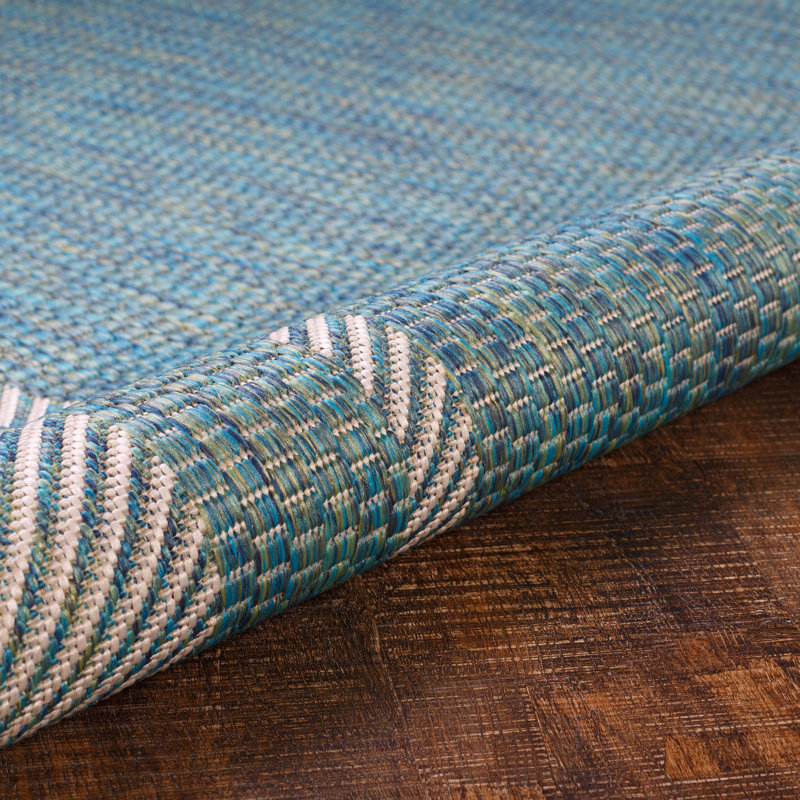 Tapis intérieur / extérieur bleu océan Rioux, Rectangle 5 pi 2 po x 7 pi 6 po