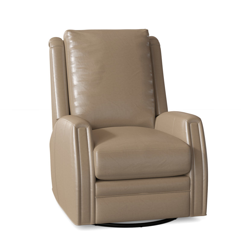 Lockhart Recliner, Swivel Glider with Manual Recline & Inside Release, No Nailhead, Alpine Dark Grey Genuine Leather