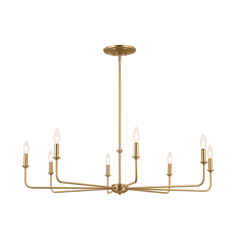Lustre classique 8 lumières avec abat-jour en lin blanc , Or