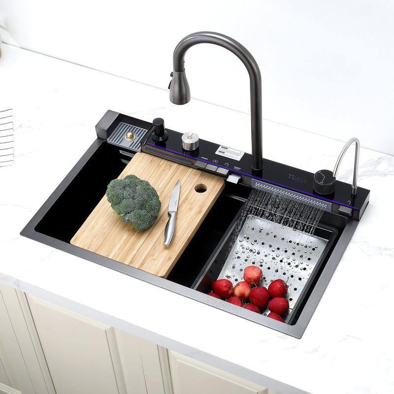 Évier de cuisine en acier inoxydable - antirouille avec quincaillerie de fixation 304