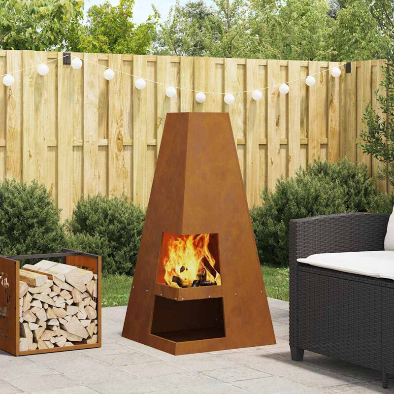 Outdoor Fire Pit, 100cm H x 50cm W x 50cm D, Brown