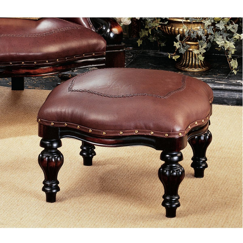 Alfredo Victorian Faux Leather Ottoman