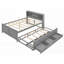 Lit plateforme double avec USB, 3 tiroirs et amp; Lit gigogne simple, sans sommier, gris-1268875392