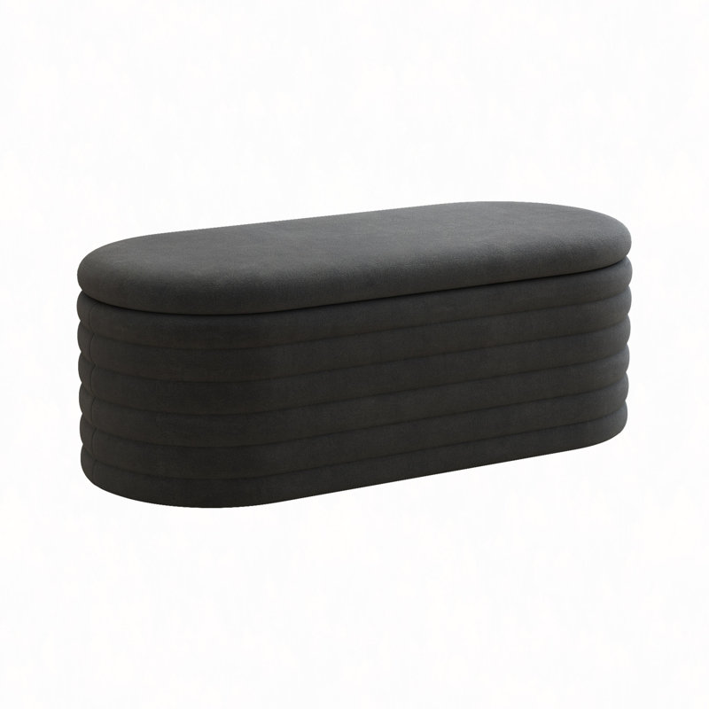 Rangement rembourré noir de 40 pouces - Banc en tissu pour la chambre à coucher, le salon, rehaussant l'apparence de la pièce