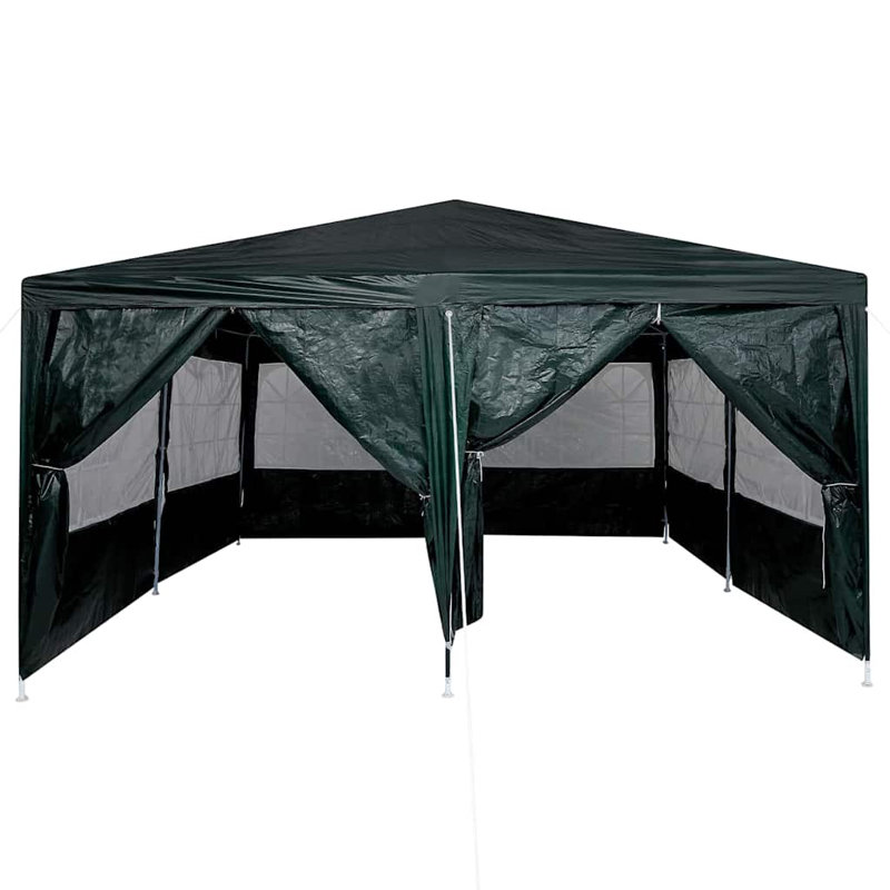 vidaXL Party Tent Polyethylene Event Outdoor Shelter Sun Shade Garden Canopy, 400 (cm.) x 400 (cm.), Green