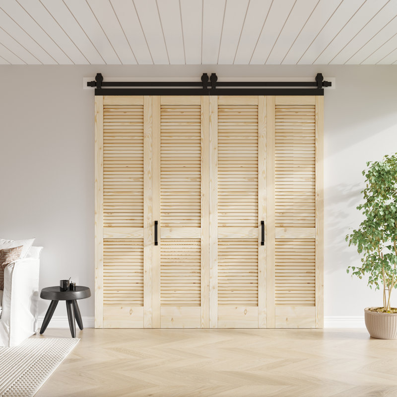 Porte pliante en bois massif 84 po, 80 po x 84 po