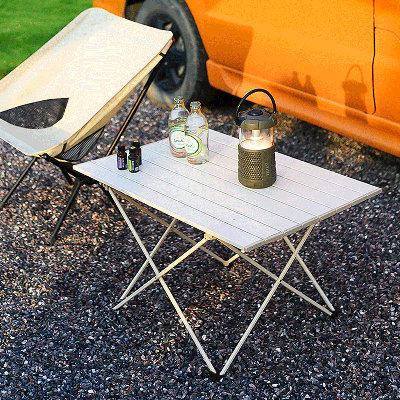 Aluminum Foldable Camping Table, Portable Folding Camp Table with Fold Up Tabletop and Carrying Bag