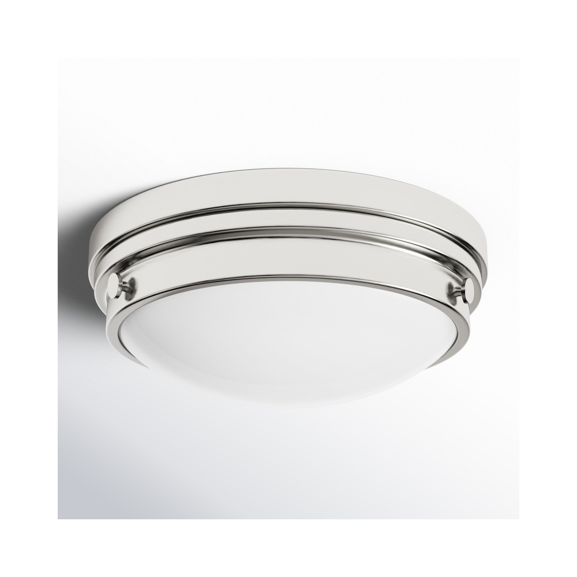 Helmsford 2 Light Glass Flush Mount, Polished Nickel