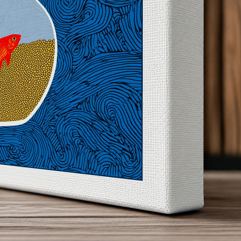 Goldfish In Bowl Minimalist - Print, 30x20 - 76.2 x 50.8 cm, White Border