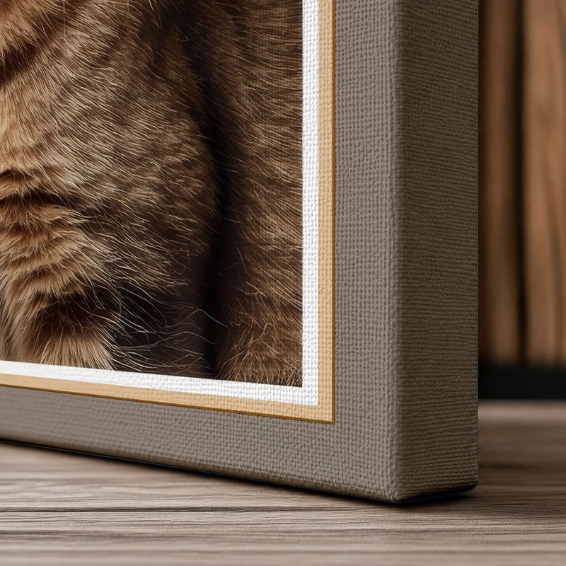 Tabby's Gaze Modern - Wrapped Canvas, 30x20 - 76.2 x 50.8 cm, Taupe Border
