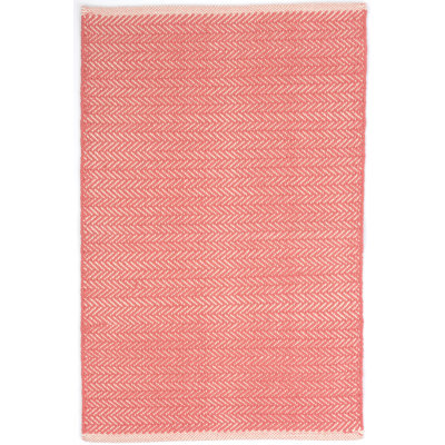 Herringbone Coral Handwoven Cotton Rug